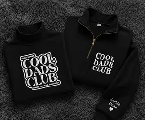 Cool Dads Club Embroidered Quarter Zip Sweatshirt, Custom Name Sleeve Dad Pullover, Personalized Father Gift, Cool Dad Club Embroidery, Father's Day Gift for Dad