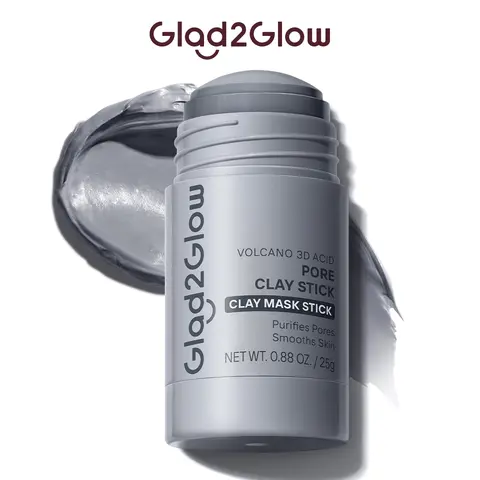 Glad2Glow Volcano Clay Stick Mask — Salicylic Acid Alternative Deep Pore Cleanser | Charcoal Oil Control & Blackhead Removal | Portable & Mess-Free Stick for Oily Skin