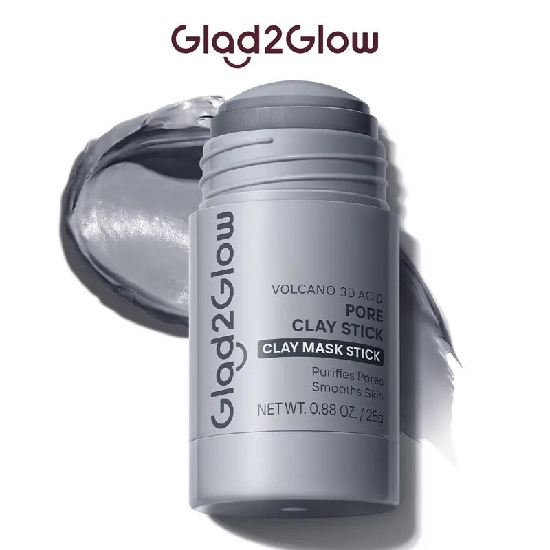 Glad2Glow Volcano Clay Stick Mask — Salicylic Acid Alternative Deep Pore Cleanser | Charcoal Oil Control & Blackhead Removal | Portable & Mess-Free Stick for Oily Skin