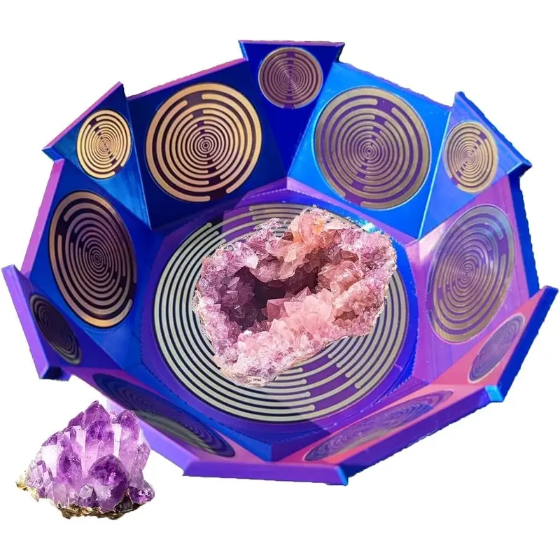 ERICAT Multi-Wave Oscillator with 24-Level MWO Matrix Bowl - Fengshui Ornament for Water Energization, Harmony, Wealth, Gemstone Decor, Compact, Portable, Easy to Operate, Office Desktop & Home Decor, Birthday Gift