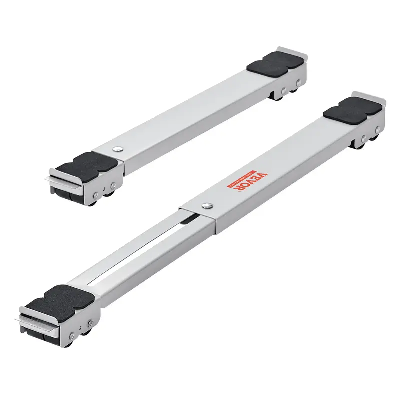 VEVOR Carbon Steel Adjustable Heavy-Duty Appliance Roller Dolly (White) - 660 lbs Load Capacity Extendable Mobile Base Stand with 1.5 in Raised Double Row Large Locking Brake Polypropylene Wheels, for Washing Machines, Refrigerators, Father's Day Gift, 1.