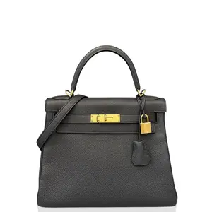 Pre-owned HERMÈS Leather tote bags Hermes Kelly 28 Togo 89 Noir (kr030926a0)