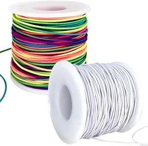 Stretchy Bracelet String, 2 Rolls 1mm Sturdy Elastic String for Bracelets, Elastic Cord for Jewelry Making, Beading, Necklaces and Crafts (Rainbow and White)