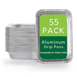 55 Pack Drip Pans Liners Compatible Fit for Ninja OG701 OG751 OG700,OG850,OG951,OG952,Compatible with Weber Genesis - Spirit - Q Series - Disposable, Aluminum Foil Grill Drip Pan,Outdoor BBQ Grill Trays