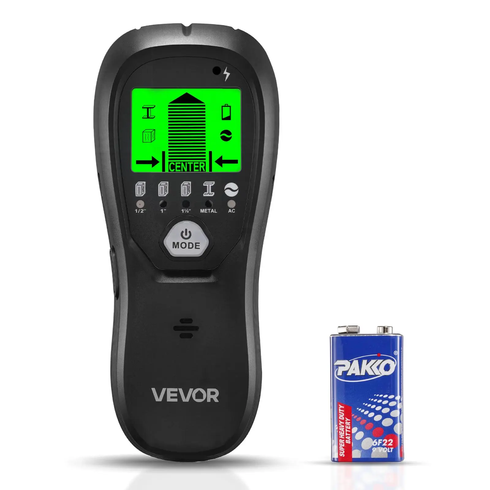 【toolupgrade】VEVOR 5-in-1 Stud Finder Wall Scanner, Electronic Wall Stud Detector with Smart Sensor, HD LCD Display, Audio Alarm, 5 Modes (Wood/Metal), Backlit Dim View, Inches Depth Measurement for Hanging Items, Portable Black Home Hardware Tool
