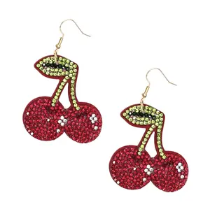 Gold Blush Cherry Bling Earrings – Mini Statement Drops