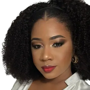 Avoue Oil + 16 inches Human Afro Kinky Curly Headband Wig 180% Density No Glue and Full (Grow and Protect Your Hair)