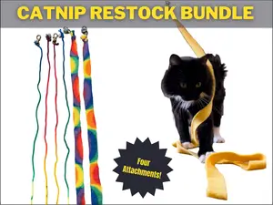MeowMotion Replacement Toy Bundle: Rainbow Fleece and String Toys with Lobster Clips and Jingle Bells