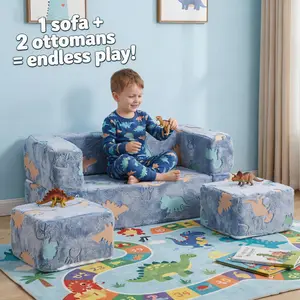 Blue dinosaur, a child-friendly sofa for babies, a large folding sofa bed, easy to assemble and clean, suitable for living rooms and bedrooms. It can be transformed into a bed, making it a perfect  birthday gift for both girls and boys