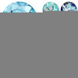 58mm Hatsune Miku Peripherals Anime Laser Badge New Peripherals Tinplate Laser Bar Badge Badge Broken Glass Brooch