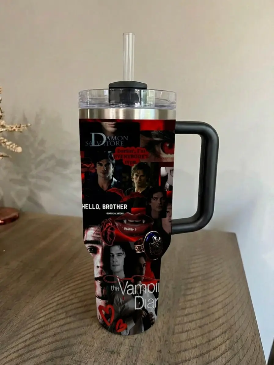 Vintage Vamprire Movie 40oz Tumbler , Damon.S Tumbler 40oz , Gift For Fan , Home decor Gift