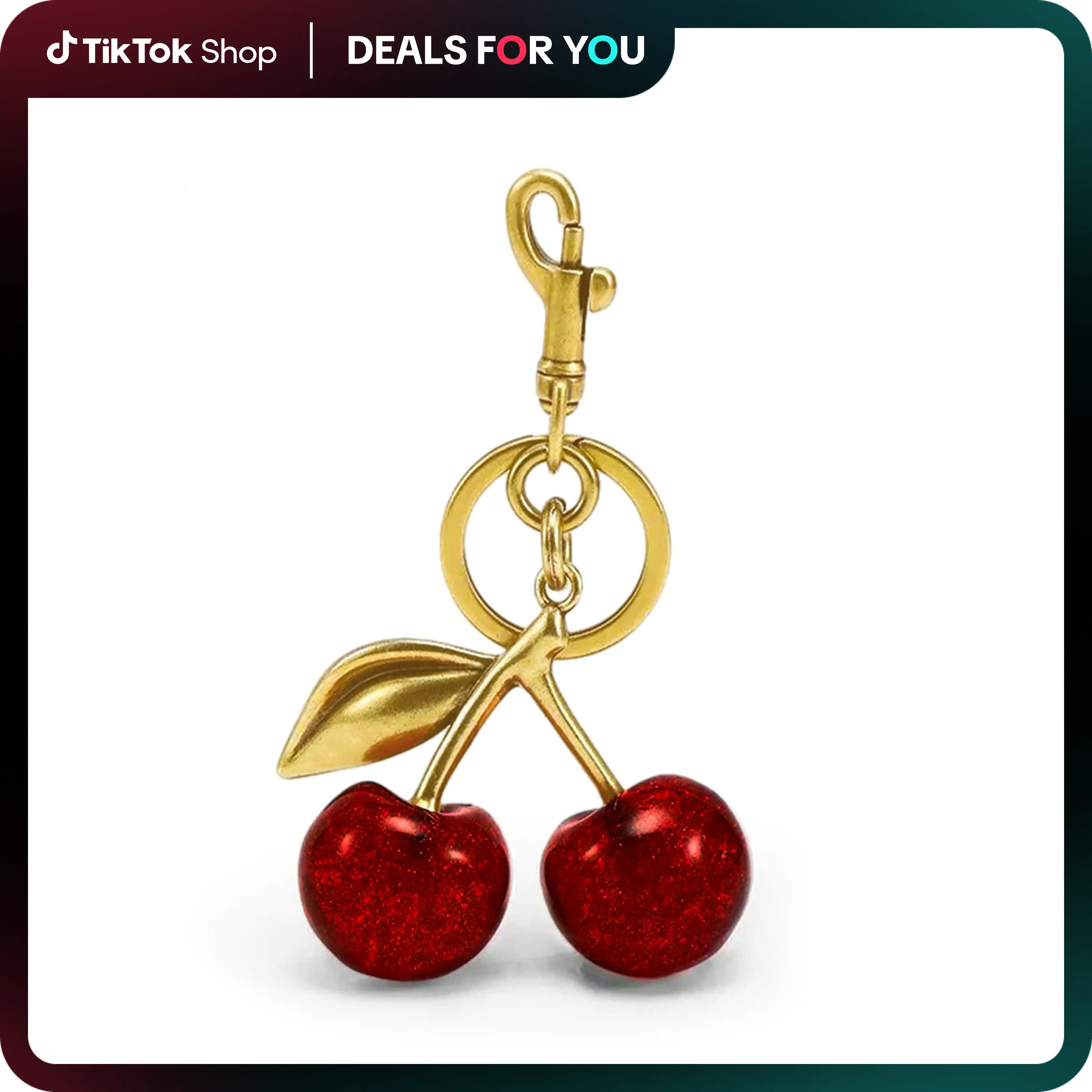 Cute Cherry Design Keychain for Women and Girls. Made of trendy alloy, it's a fashionable, all - match, and exquisite piece. Perfect as a birthday gif