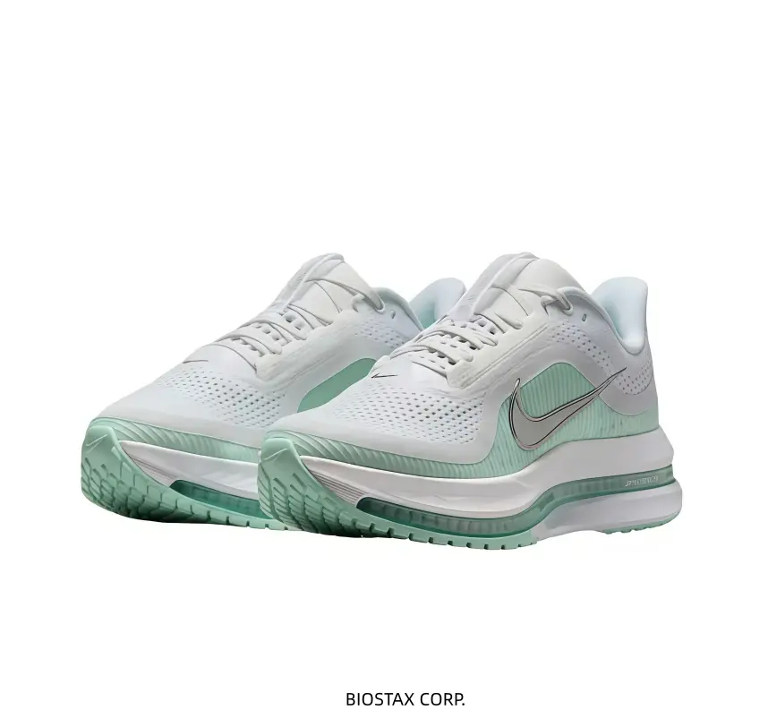 White Mesh Breathable Running Sneakers Silver Swoosh Mint Green Midsole Air Cushion Shock Absorbing Athletic Training Shoes For Men Women