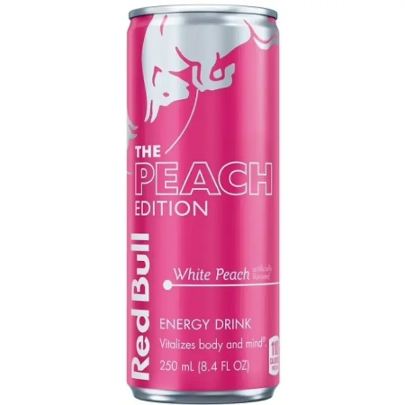 Red Bull White Peach Limited Edition Energy Drink - 5-Can Pack, 8.4oz Each, 42oz Total, Caffeinated, Vitamin B-Infused, Cold Refreshing Sports Supplement for Gym Fitness