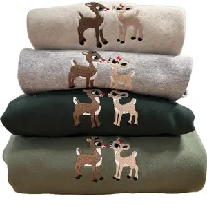 Embroidered Vintage Rudolph Sweatshirts for the family christmas sweatshirt Winter Womenswear trendy crewneck