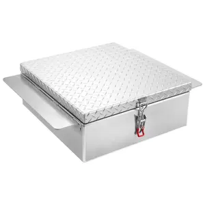 VEVOR Truck Bed Tool Box, Heavy Duty Aluminum Tool Box with Diamond Plate, Storage Toolbox Chest Organizer Supports up to 220 lbs, Ideal for Pickup, Truck Bed, RV, Trailer, 30.3x 24x 9 in, Silver