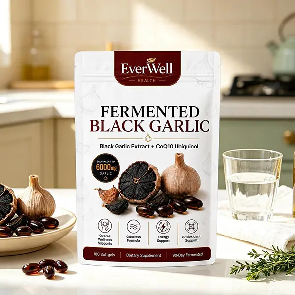 Everwell Fermented Black Garlic 180 Softgels, Odorless Vegan Non-GMO Supplement