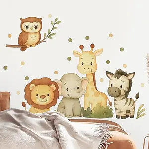 Animal combination wall stickers, animal group photo wall stickers, suitable for hotel, homestay, office, restaurant, kitchen, bedroom, living room, shopping mall, study, removable PVC Decorative wall stickers