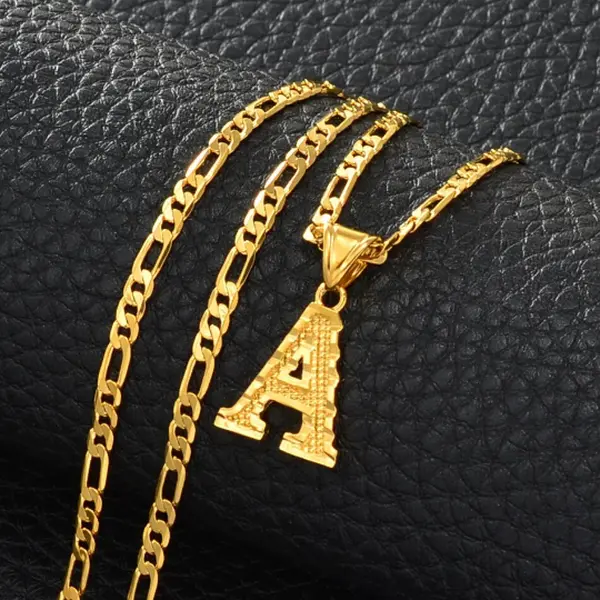 18K Gold Plated A-Z Initials Necklace / Letters Jewelry Alphabet Name Initial For Women
