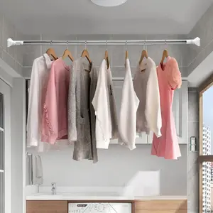 Drill-free Telescopic Tension Rod for hanging Clothes, Adjustable Nonslip Clothing Drying Rod, Stainless Steel Curtain Hanging Rack, for Bathroom, Window, Closet, Room Divider (15”~22“ + 19.7“~31.5”)