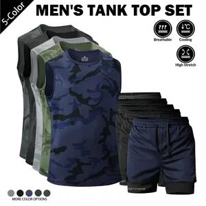 2026 New Men's Quick-Dry Vest Set Available, Ice Silk Material Breathable High Elasticity, Fitness Running Daily Set!
