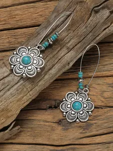 Boho Style Turquoise Texture Decor Flower Design Dangle Earrings, Vintage Style Dangle Earrings, Fashion Jewelry Accessories for Women & Girls, Statement Earrings