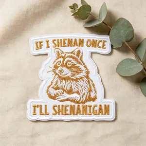 1PC If I Shenan Once I’ll Shenanigan Embroidered Patch, Funny Sarcastic Raccoon Shenanigan Iron On Sew On Patch for Backpack, Jacket, Hat, Embroidery Craft