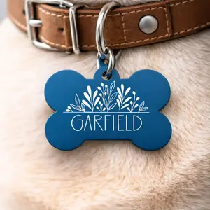 Personalized Dog Name Tag – Decorative Floral Design