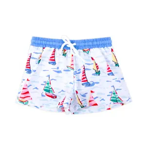 Watercolor Sailboat Swim Trunks - Boys Swimsuit