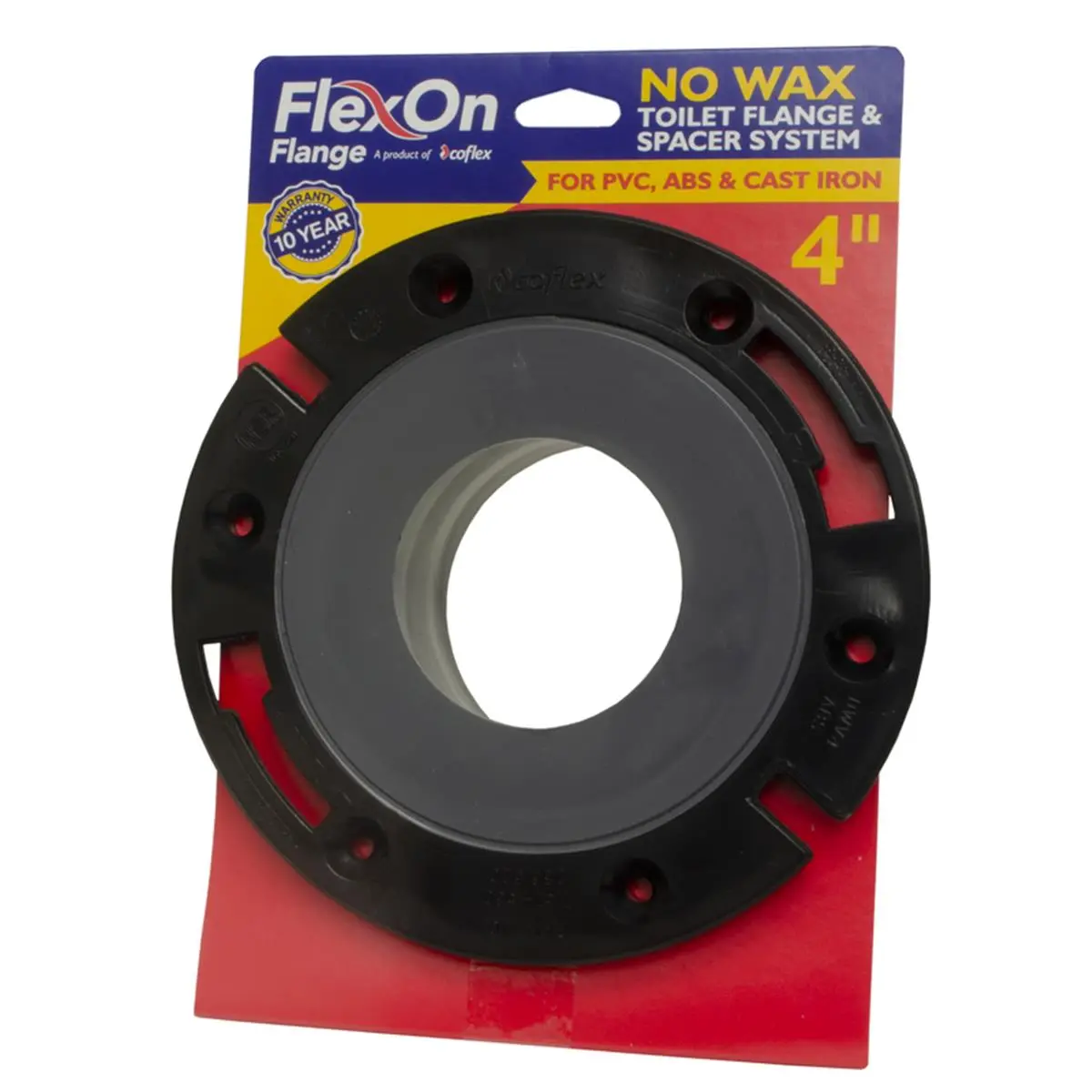 212 MAIN Flexon Flange 4011431 4 in Wax-Free Plastic Toilet Flange & Spacer System, Plastic Construction Bathroom Fixture Accessory Parts