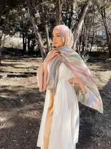 Premium Gradient Hijab for Muslim Women, Elegant Long Head Scarf Lightweight Shawl, Instant Hijab for Daily Wear and Special Occasions, Fashionable Islamic Accessories