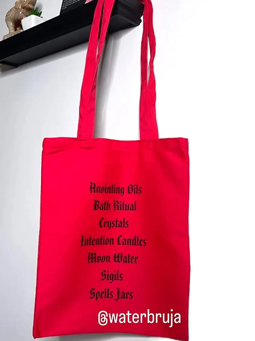 Water Witch Tote Bag, Water Bruja, The Witches Tote Bag, Red Canvas Tote Bag, Sea Witch, 13”x15”, Moon Water, Sigils, Spell Jars, Intention