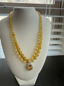 Honey Citrine Necklace in 925 Sterling Silver