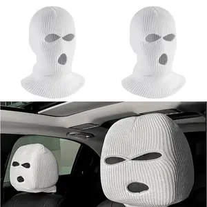 2 PCS Funny Full Face Mask Car Headrest Covers Sweat-Absorbent Scratch-Resistant Protectors Universal Fit for Sedan SUV Truck RV to Decorate and Protect Your Car Interior Seat Headrest