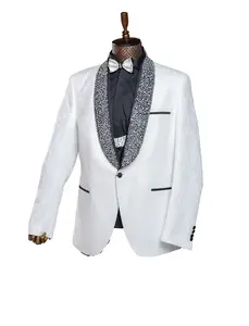 Rabin Men’s 3pc Slim Fit Stylish Beaded Collar Wedding Suits