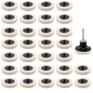 30 Pcs of 2" Commpressed Wool Fabric Quick Change Disc Polishing Buffing Pads Wheels and 1 Pcs of 2" Disc Pad Holder with 1/4" Shank for Polishing & Buffing Projects