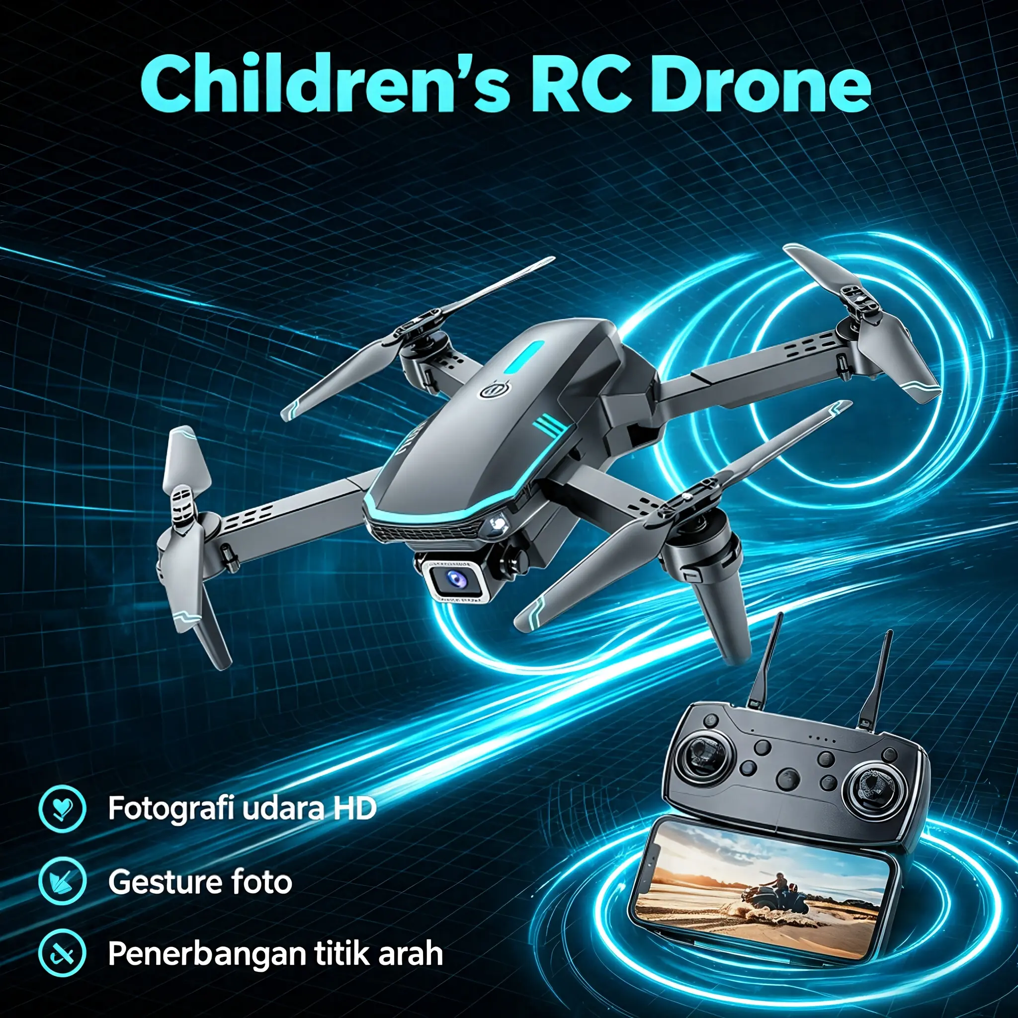 Tongli RC Quadcopter Drone - Drop & Crash Resistant, HD Aerial Shooting, Headless Mode, 1-Key Takeoff & Landing, [no camera] Option - Kids' Electric Remote Control Aircraft Toy for Xmas & Birthday Gifts, Cameras, 【No Camera】 Headless Mode