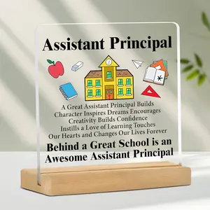 Assistant Principal Gift for Men and Women, Acrylic Desk Plaque for School Office Decor, Thank You Gift for Educational Leaders