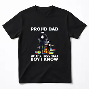 Proud Autism Dad T-Shirt Tough Dad of an Amazing Boy Shirt Puzzle Piece Autism Awareness Gift for Fathers
