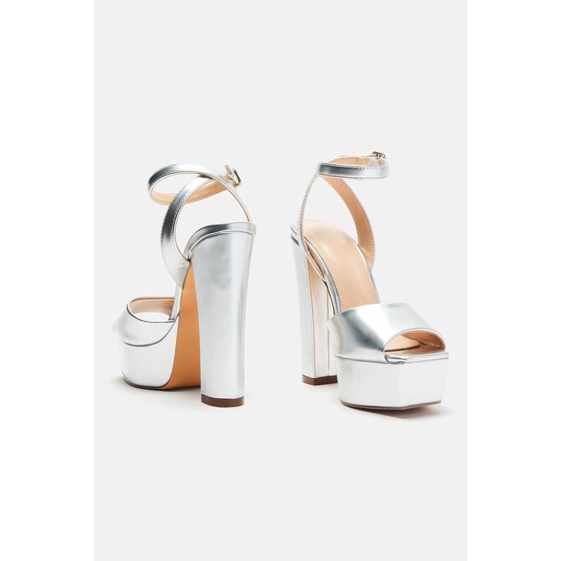 Catalina Platform Block Heels - Silver