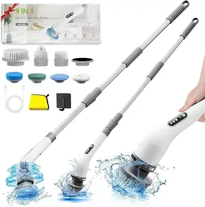 Cleaning Brush for Bathroom,Kitchen and Shower,Adjustable Handle with 7 Replaceable Heads