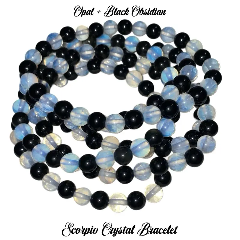 Scorpio Zodiac Crystal Bracelet | Opal & Black Obsidian | Protection & Transformation | Water Sign Jewelry Gift
