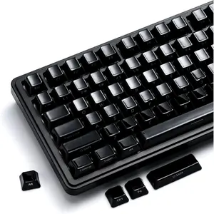 XVX Real Ceramic Keycaps Set, 120  Black Side Printed Shine Through Keycaps, Cherry Profile Ceramic Key Caps for MX Switches, Full Keycap Set for 60% 65% 75% TKL Full Size Gaming Keyboards-Black