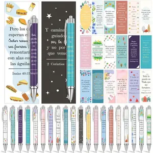40 Set Spanish Christian  Bulk  Verse Ballpoint Pen Religious Scripture Bookmark Regalos Cristianos En Espanol Regalos Cristiano Para Mujer Inspirational Biblical  for Men Women(Cartoon)