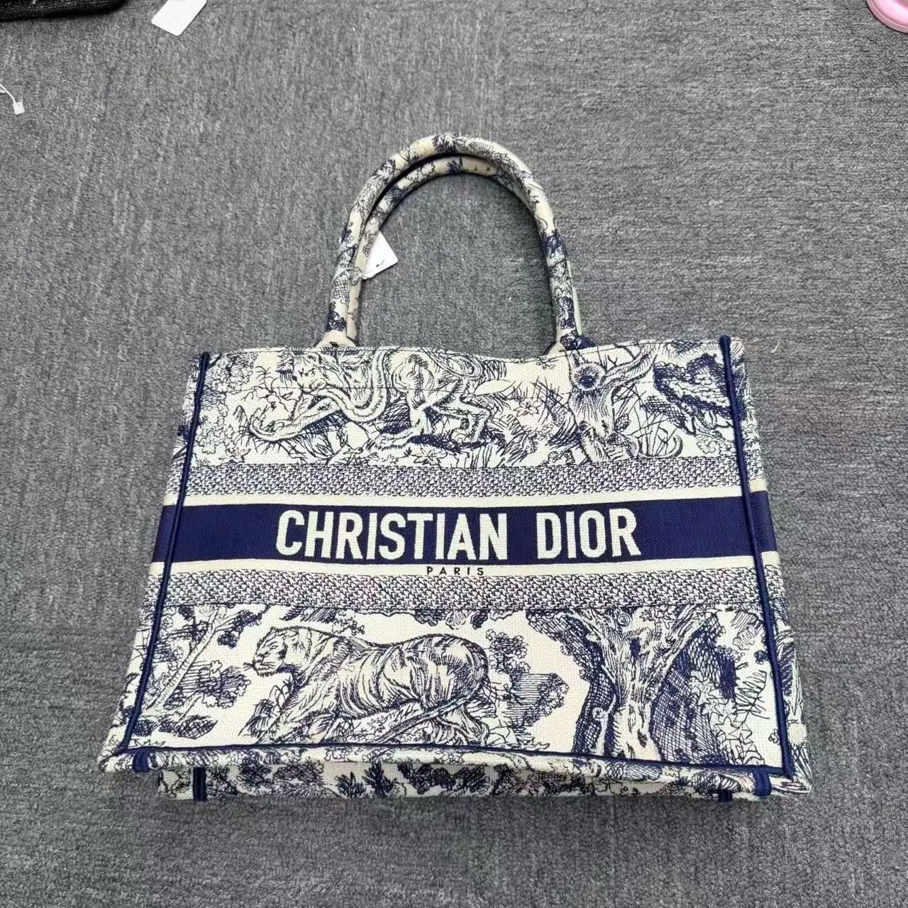 Pre-owned Dior Book Tote (Medium) — Toile de Jouy reverse embroidery