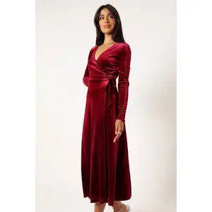 Darby Long Sleeve Midi Dress - Burgundy