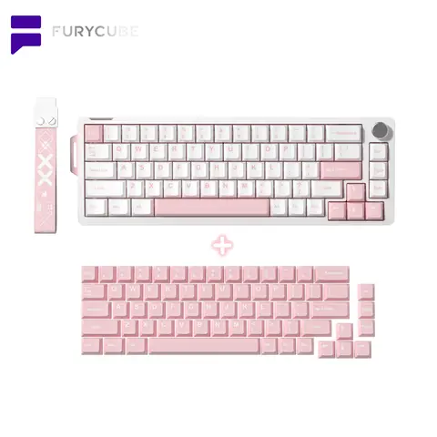 FURYCUBE V68 Creamy Mechanical Keyboard with Knob, 65% Compact 68-Key Layout, RGB Backlight, Hot-Swappable Switches, Type-C Wired, Ergonomic Design, Extra Keycaps, Custom Setup Accessory, Keyboards for Work, for Windows Laptop PC Mac/Gifts