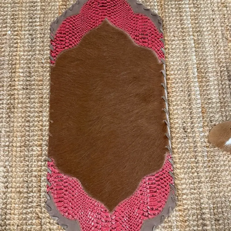 Placement mat, genuine, leather with fringe
