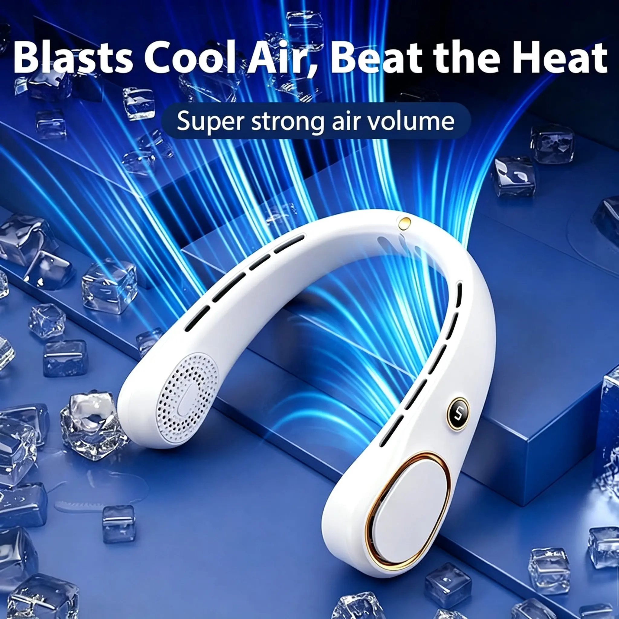 Portable Neck Fan, Hands Free Bladeless Fan, 5 Speeds, 3000MAh Battery Operated Wearable Personal Fan, Twistable, Rechargeable, Gift For WomenMen