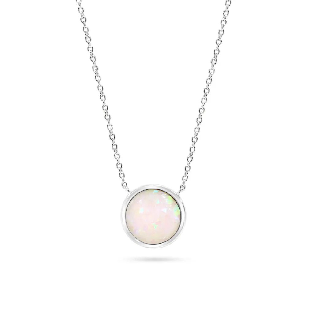 Milky Blue Opal Circle Necklace Milky Blue Opal Circle Necklace
